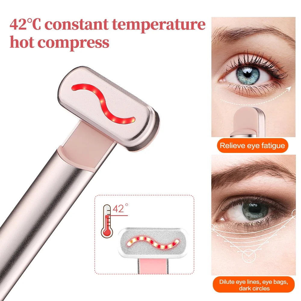 Red Light Therapy for Face, Microcurrent Eye Beauty Device Rotating and Adjustable, Constant Temperature Eye Care, Eye Massage Lift Wand for Wrinkle-Correcting Dilutes Dark Circles Eye Bags Fine Lines