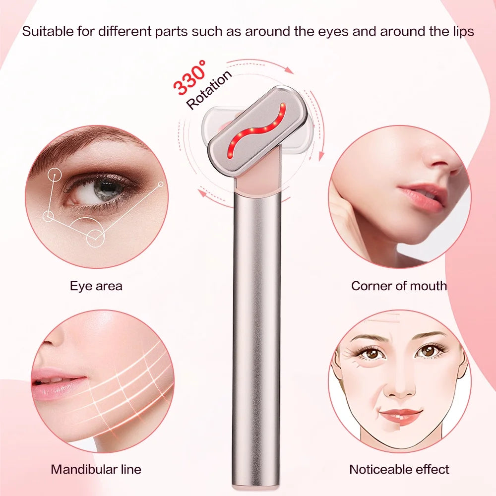 Red Light Therapy for Face, Microcurrent Eye Beauty Device Rotating and Adjustable, Constant Temperature Eye Care, Eye Massage Lift Wand for Wrinkle-Correcting Dilutes Dark Circles Eye Bags Fine Lines